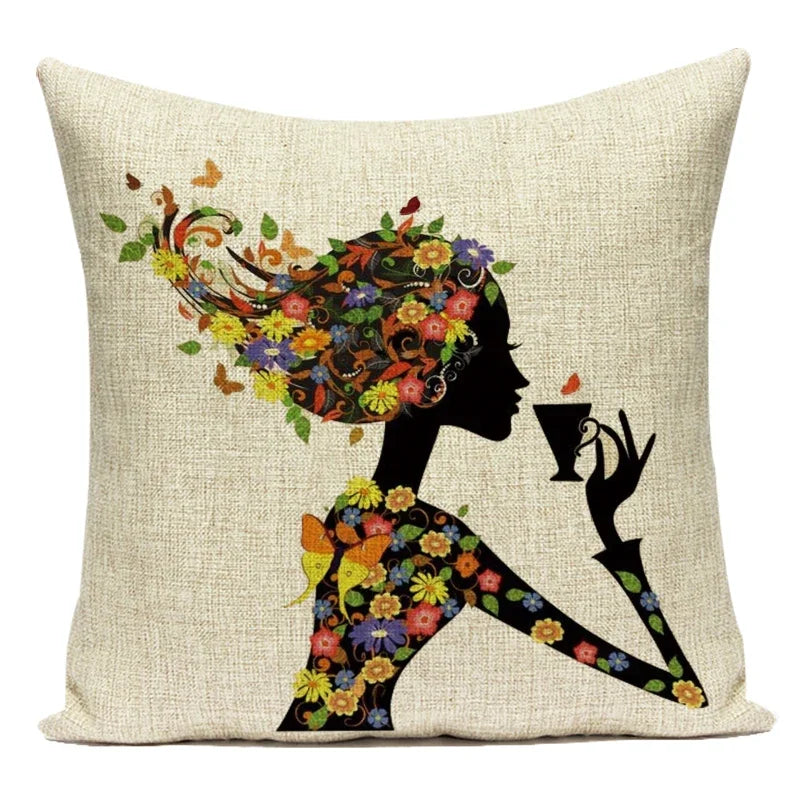 TESS19 - Federa per cuscino decorativo fata dei fiori