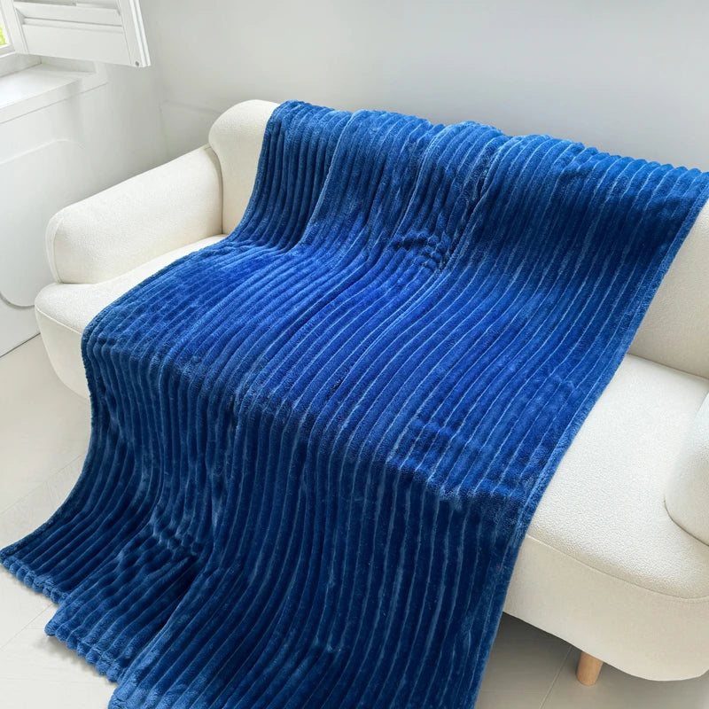 TESL7 - Coperta a righe blu spessa design moderno e semplice