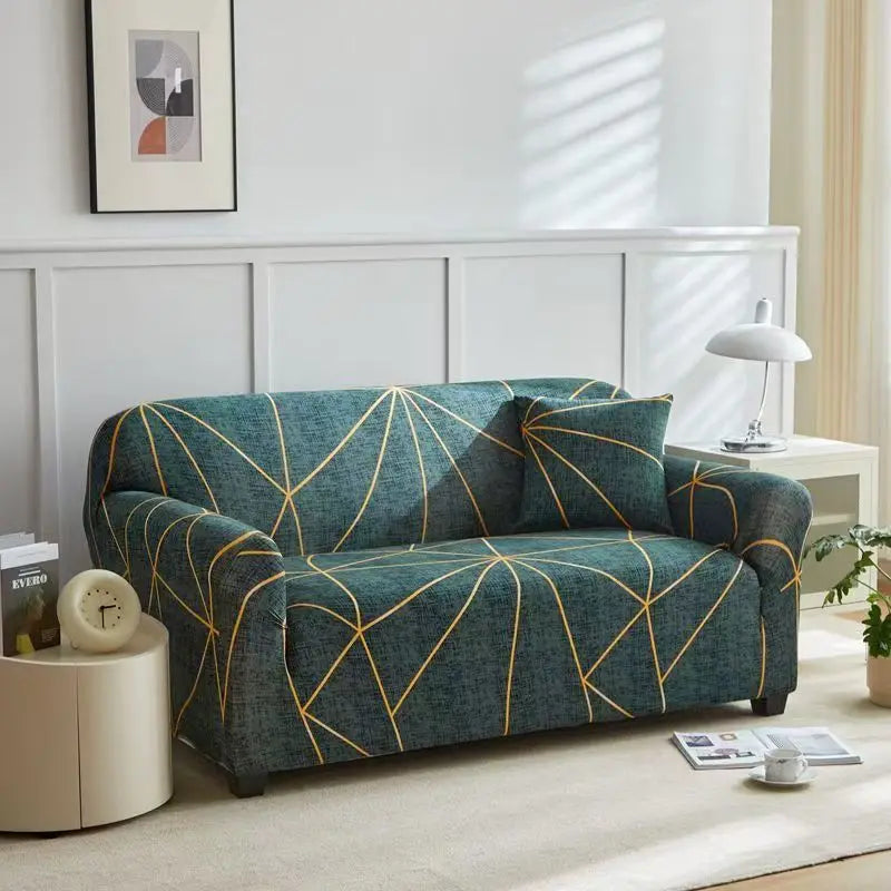 TESS37 - Copridivano elasticizzato con stampa geometrica