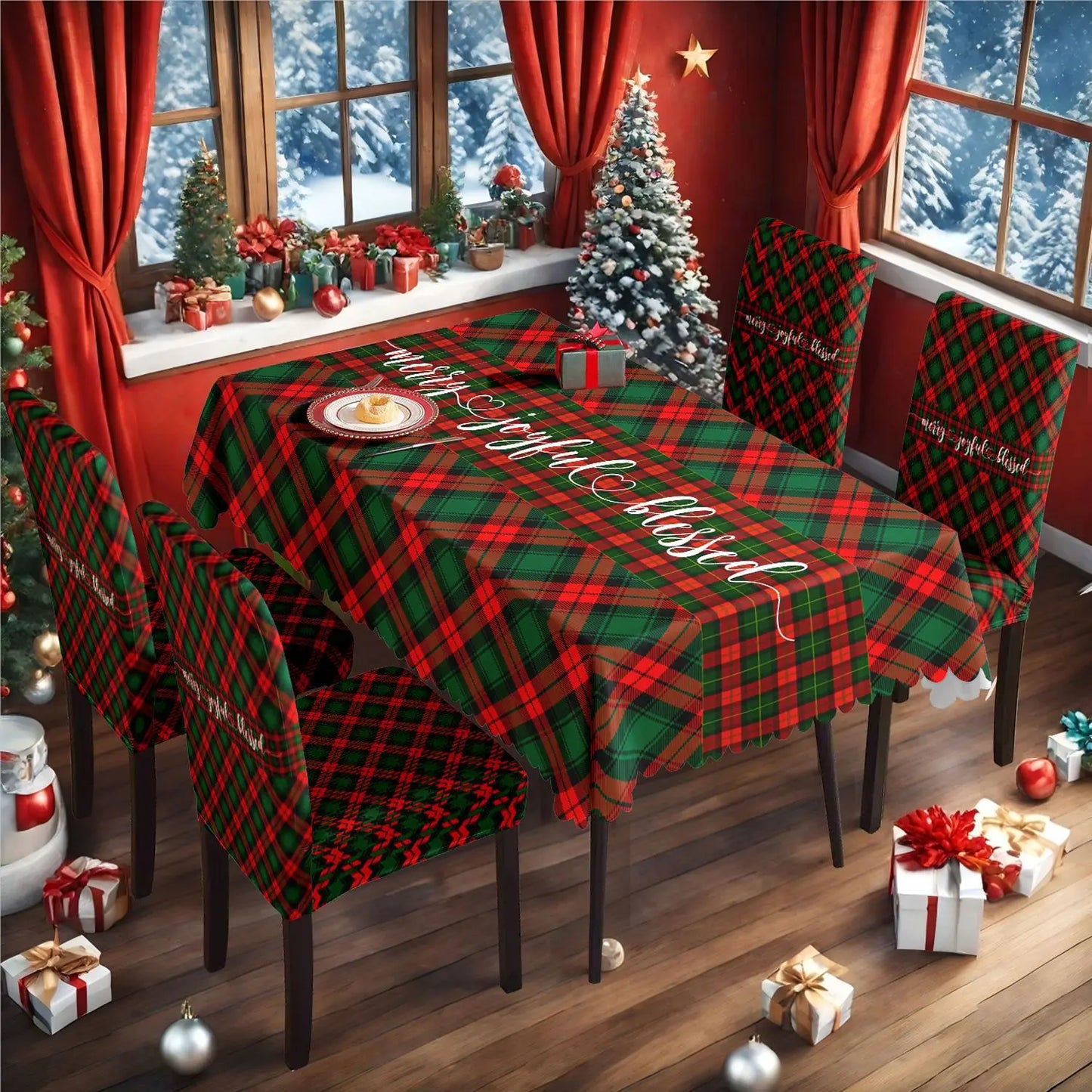 TESC23 - Tovaglia natalizia, antiscivolo, stampa festiva