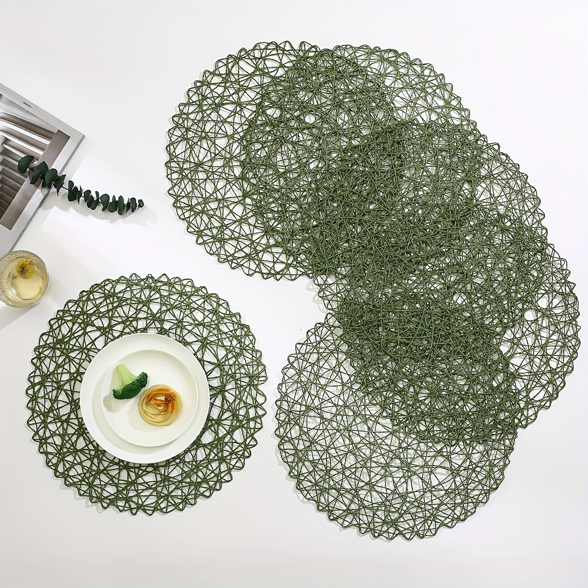 ACCT2 - 6 tovagliette rotonde cave  intrecciate a mani