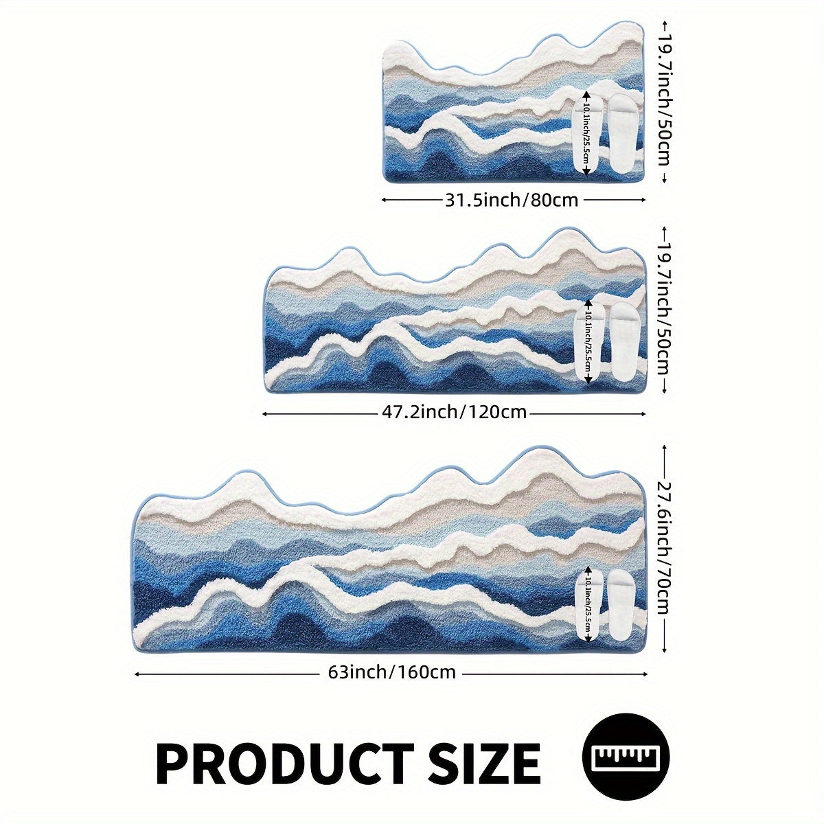 BAGC2 - Tappetino da bagno con motivo a onde marine