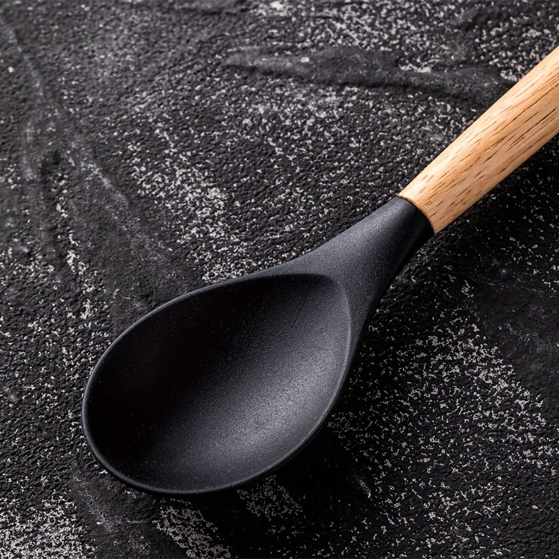 UTES1 - Utensili da cucina in silicone con manici in legno