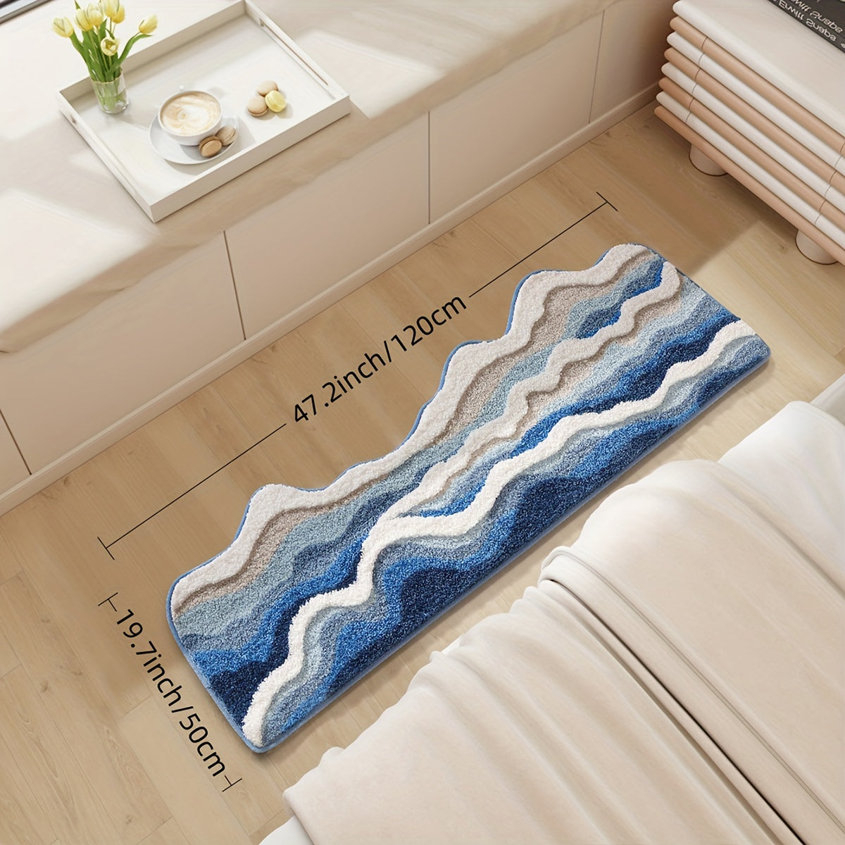 BAGC2 - Tappetino da bagno con motivo a onde marine