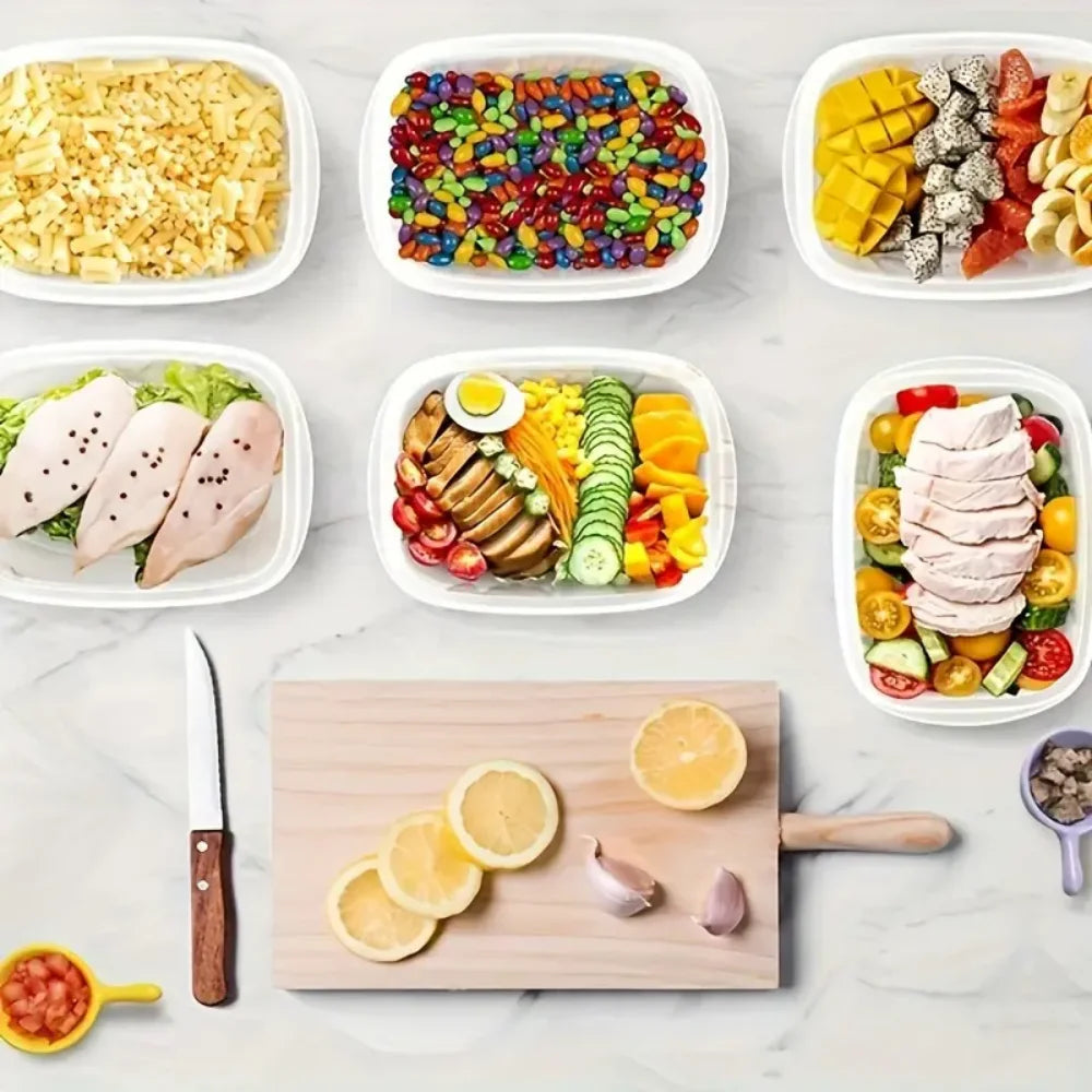 CONS13 - 6 contenitori rettangolari in plastica per alimenti da 709 ml colorati