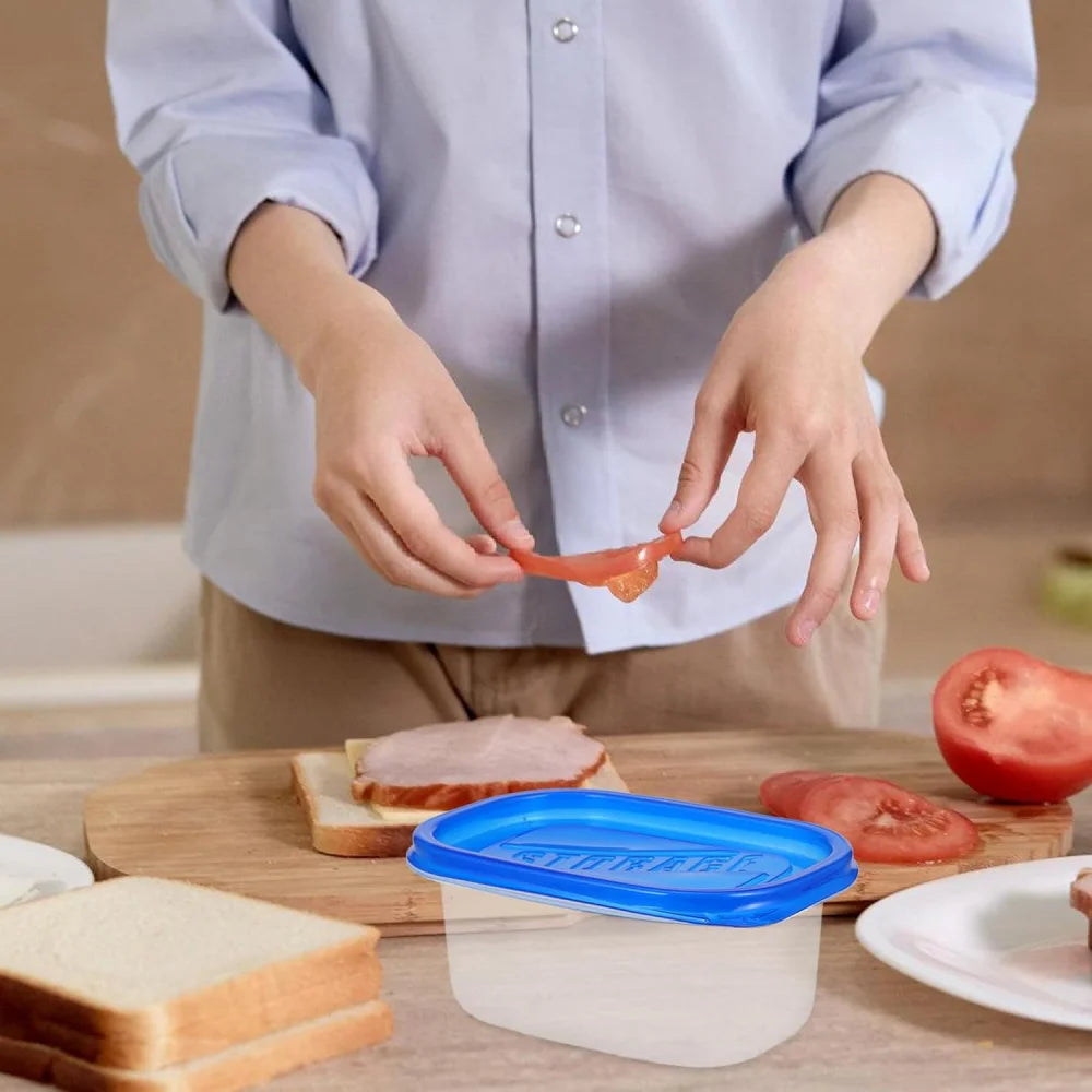 CONS13 - 6 contenitori rettangolari in plastica per alimenti da 709 ml colorati