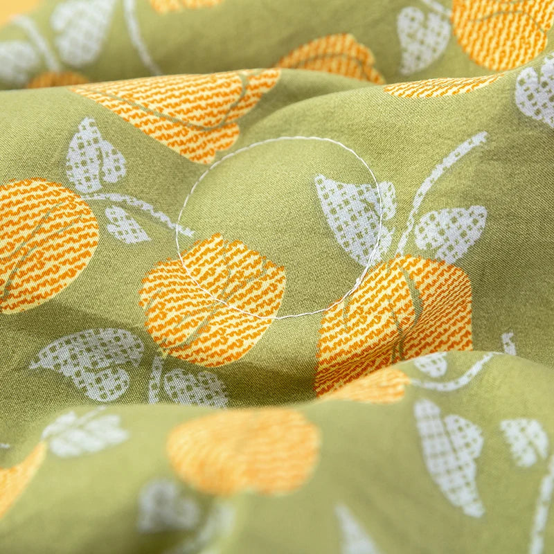 SONN8 - Set di lenzuola e piumone con stampa di fiori e frutta,  4 pezzi