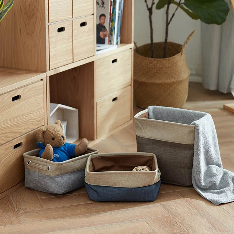 ORGB23 - Cestini portaoggetti in cotone e lino senza coperchio