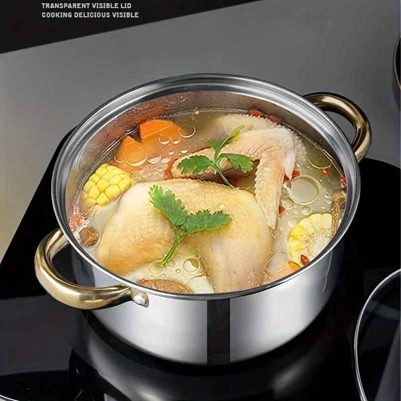 COTS1 - Set di pentole in acciaio inossidabile dorato da 5 pezzi