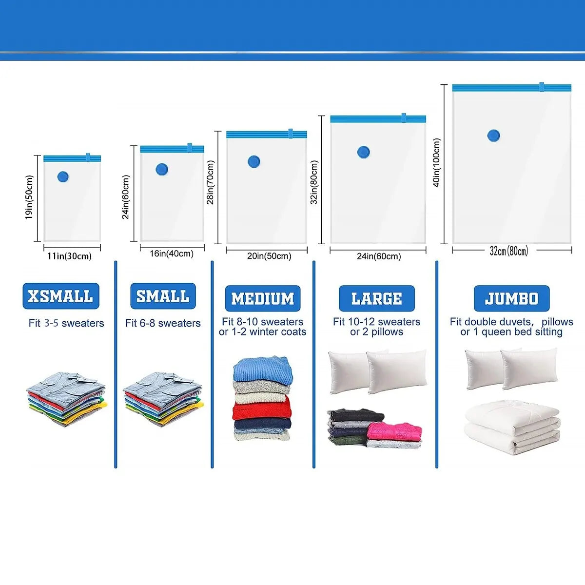 OARM12 - Sacchetto sottovuoto per indumenti, piumoni, coperte, biancheria da letto.