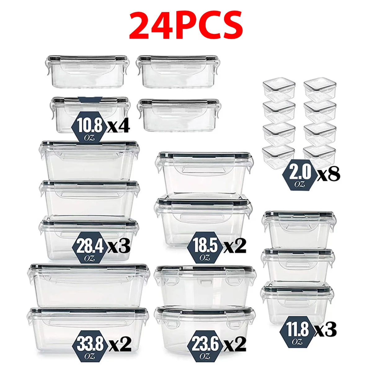 CONS17 - Set da 24 pezzi di contenitori per alimenti da cucina
