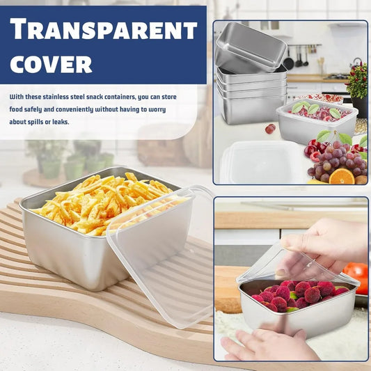 CONS4 - Contenitori per alimenti in acciaio inossidabile con coperchi