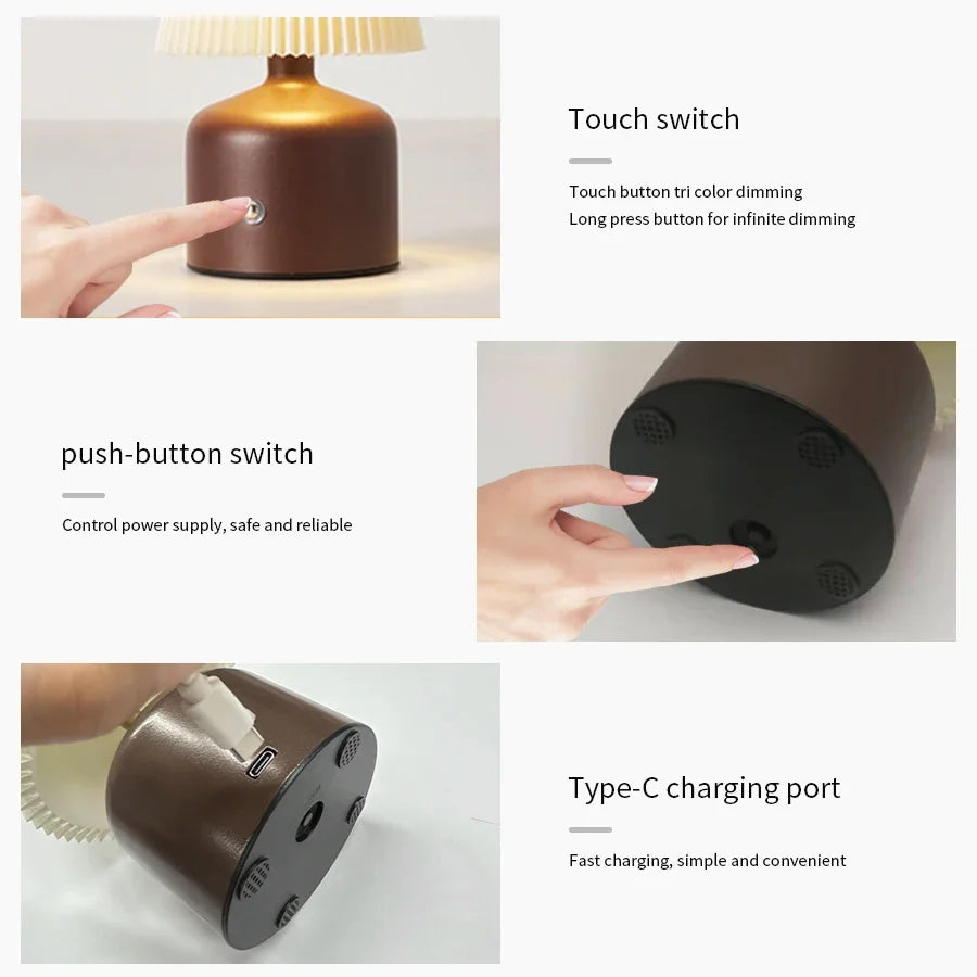 ILLR7 - Lampada da comodino per camera da letto, luce notturna a LED, dimmerabile