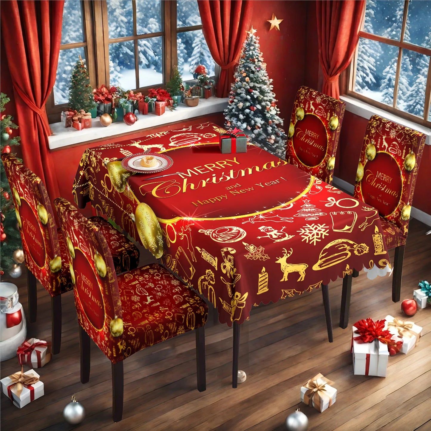 TESC23 - Tovaglia natalizia, antiscivolo, stampa festiva