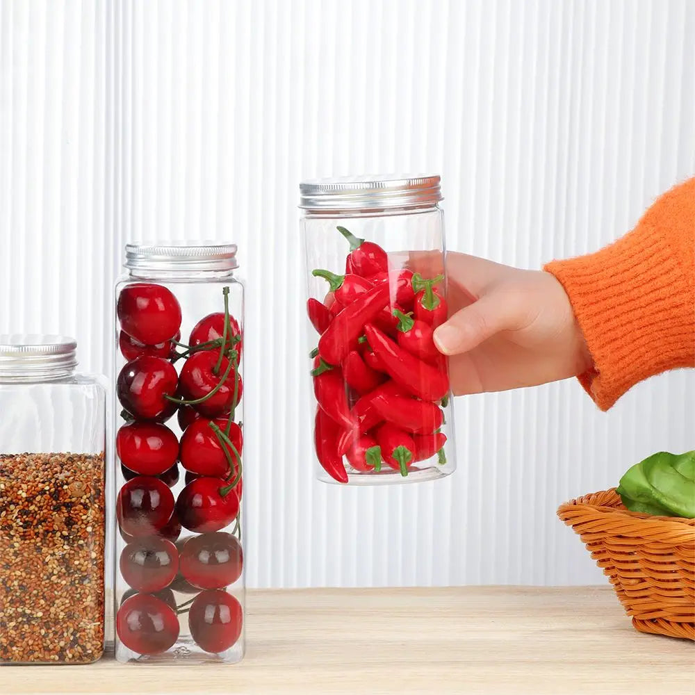 CONS22 - Contenitori per alimenti trasparenti con coperchi e etichette