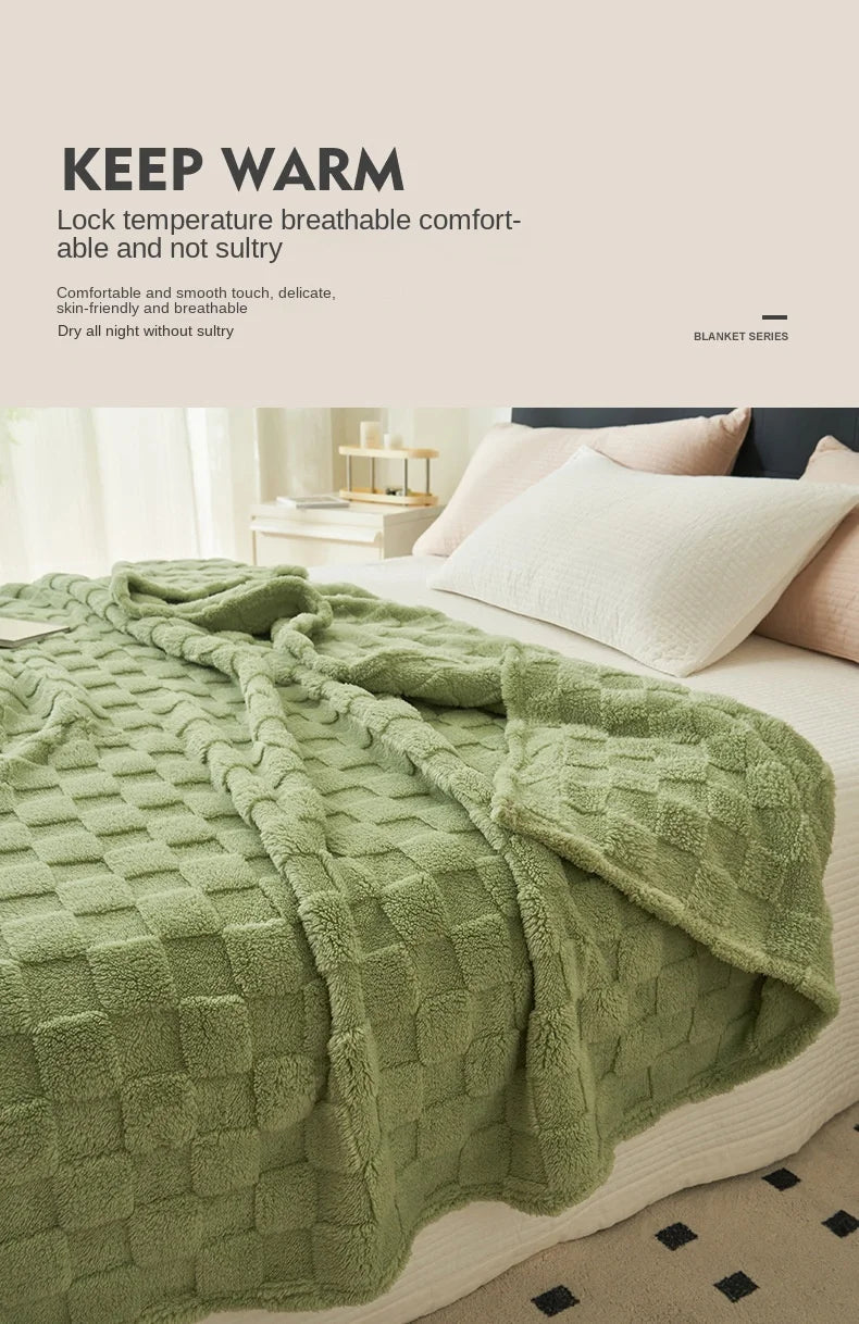 TESL1 - Coperta multifunzionale in peluche a nido d'ape