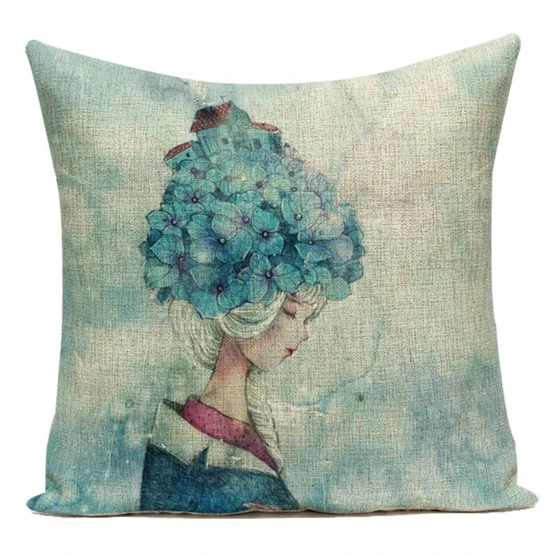 TESS19  - Federa per cuscino decorativo fata dei fiori