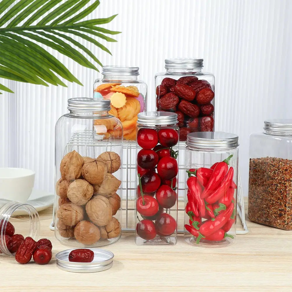 CONS22 - Contenitori per alimenti trasparenti con coperchi e etichette