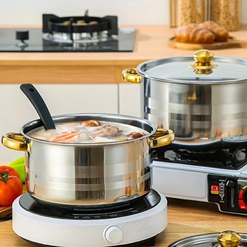 COTS1 - Set di pentole in acciaio inossidabile dorato da 5 pezzi