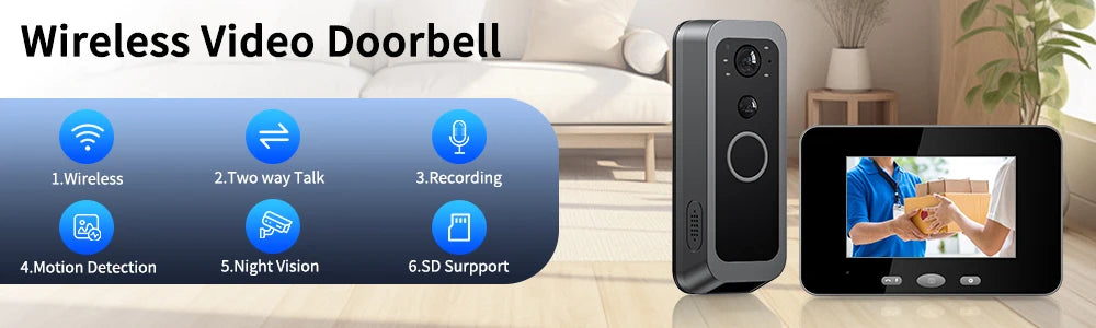 SICUD7 - Smart Wireless Intercom Campanello Digitale Videocamera