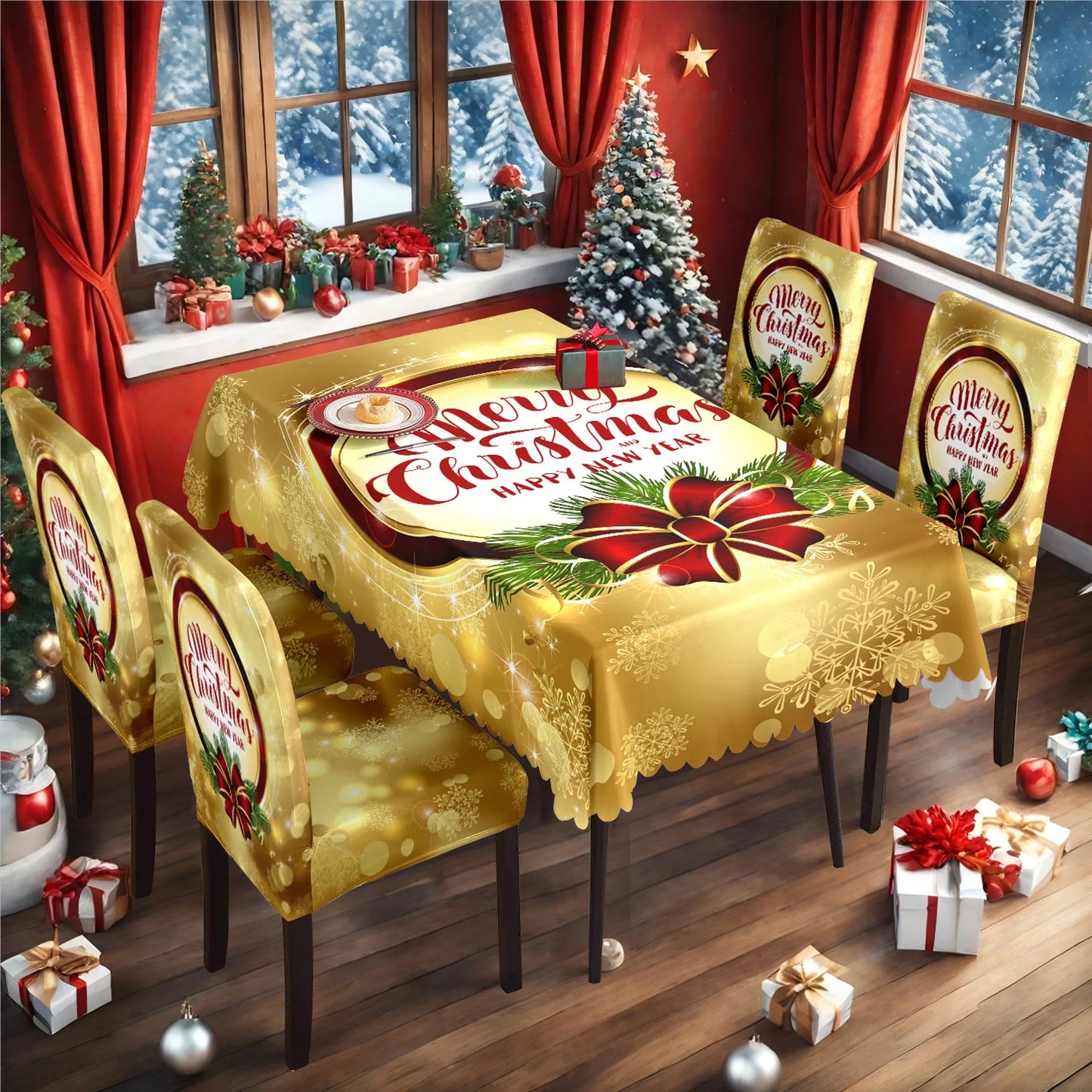 TESC23 - Tovaglia natalizia, antiscivolo, stampa festiva