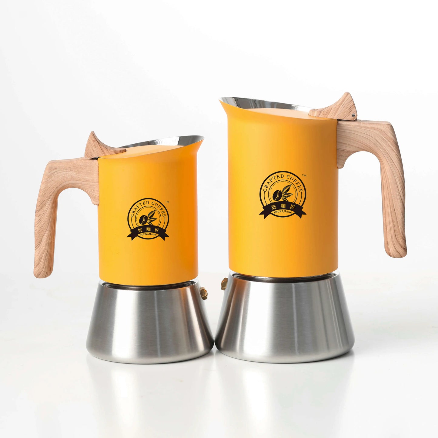 CAFT6 - Moka in acciaio inox 4/6, giallo opaco, stile nordico