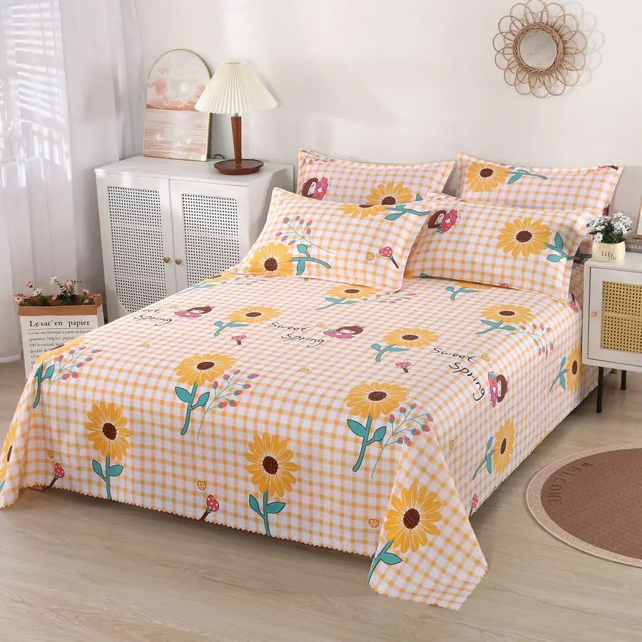 SONN2 - Lenzuolo da letto floreale King size cotone
