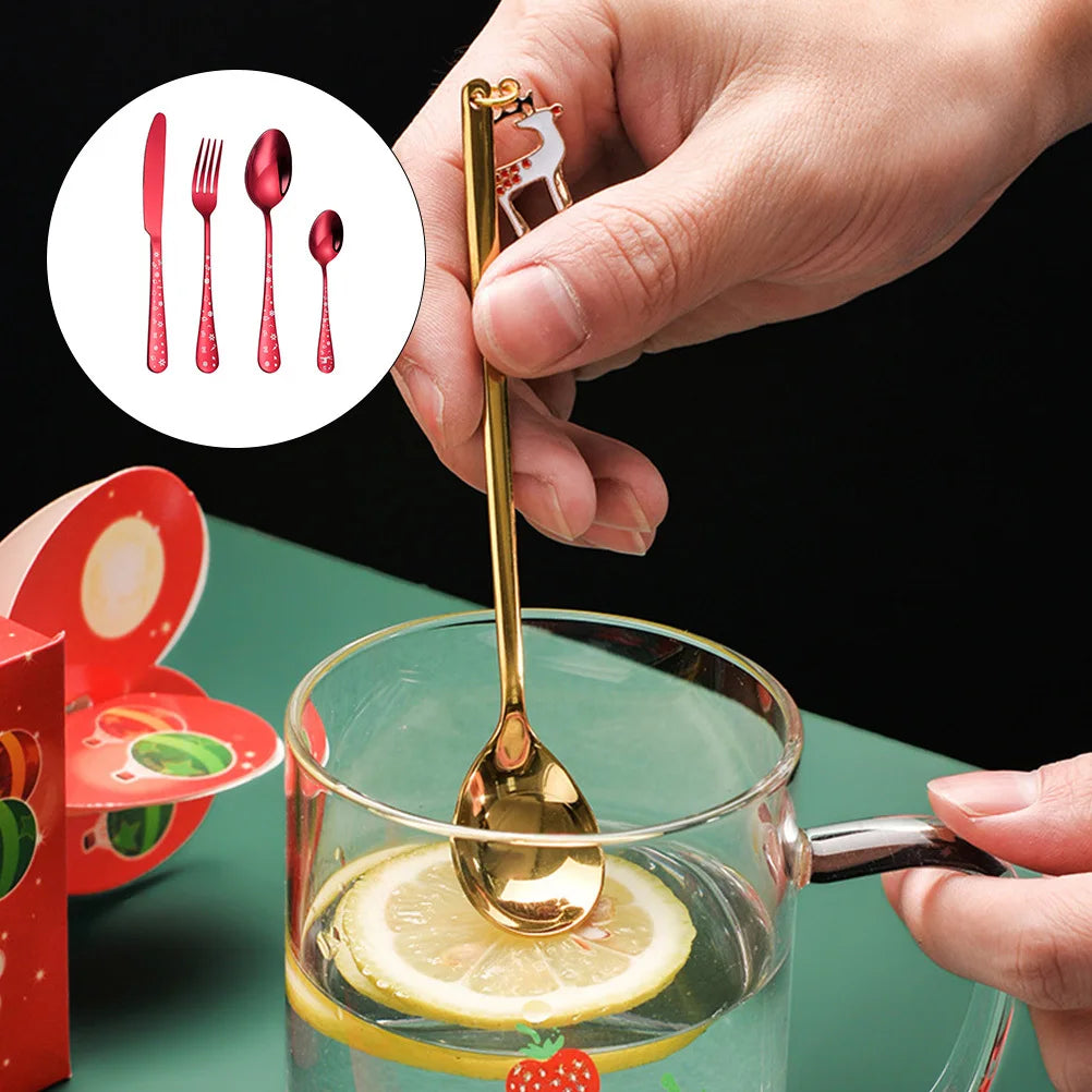 ACCT19 - Set di posate natalizie in acciaio inossidabile