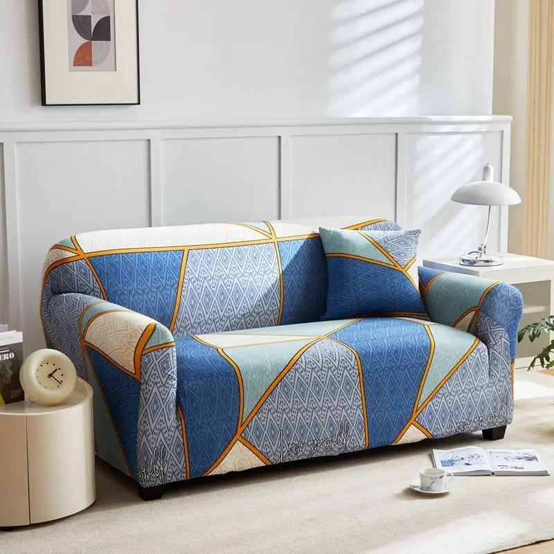 TESS37 - Copridivano elasticizzato con stampa geometrica