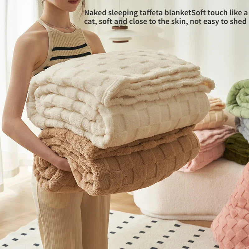 TESL1 - Coperta multifunzionale in peluche a nido d'ape