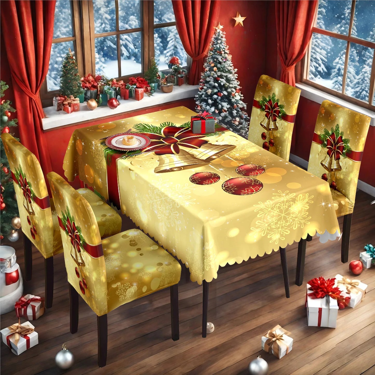 TESC23 - Tovaglia natalizia, antiscivolo, stampa festiva