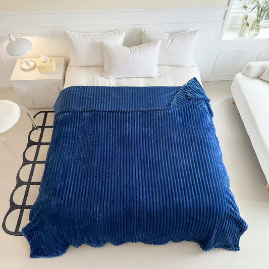 TESL7 - Coperta a righe blu spessa design moderno e semplice