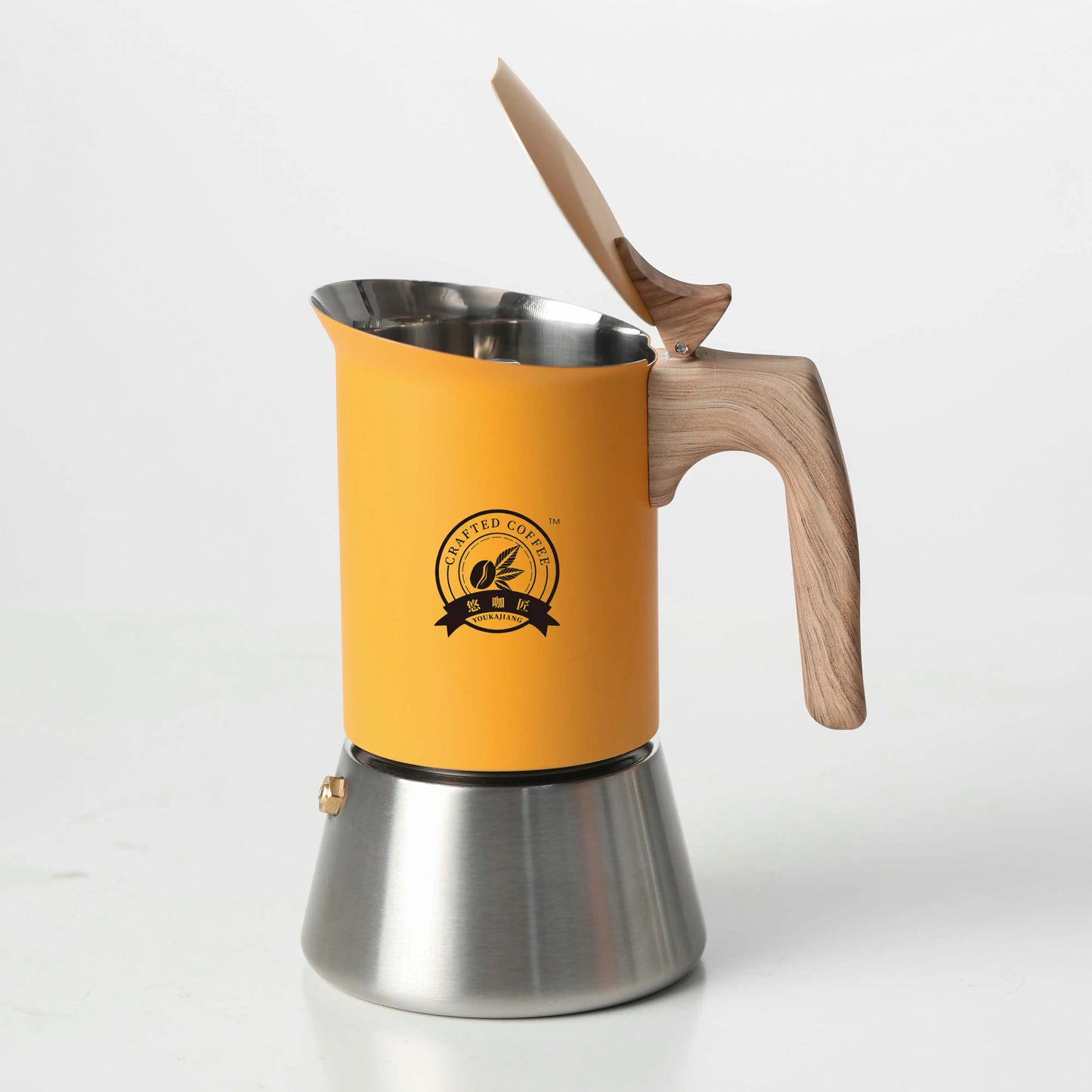 CAFT6 - Moka in acciaio inox 4/6, giallo opaco, stile nordico