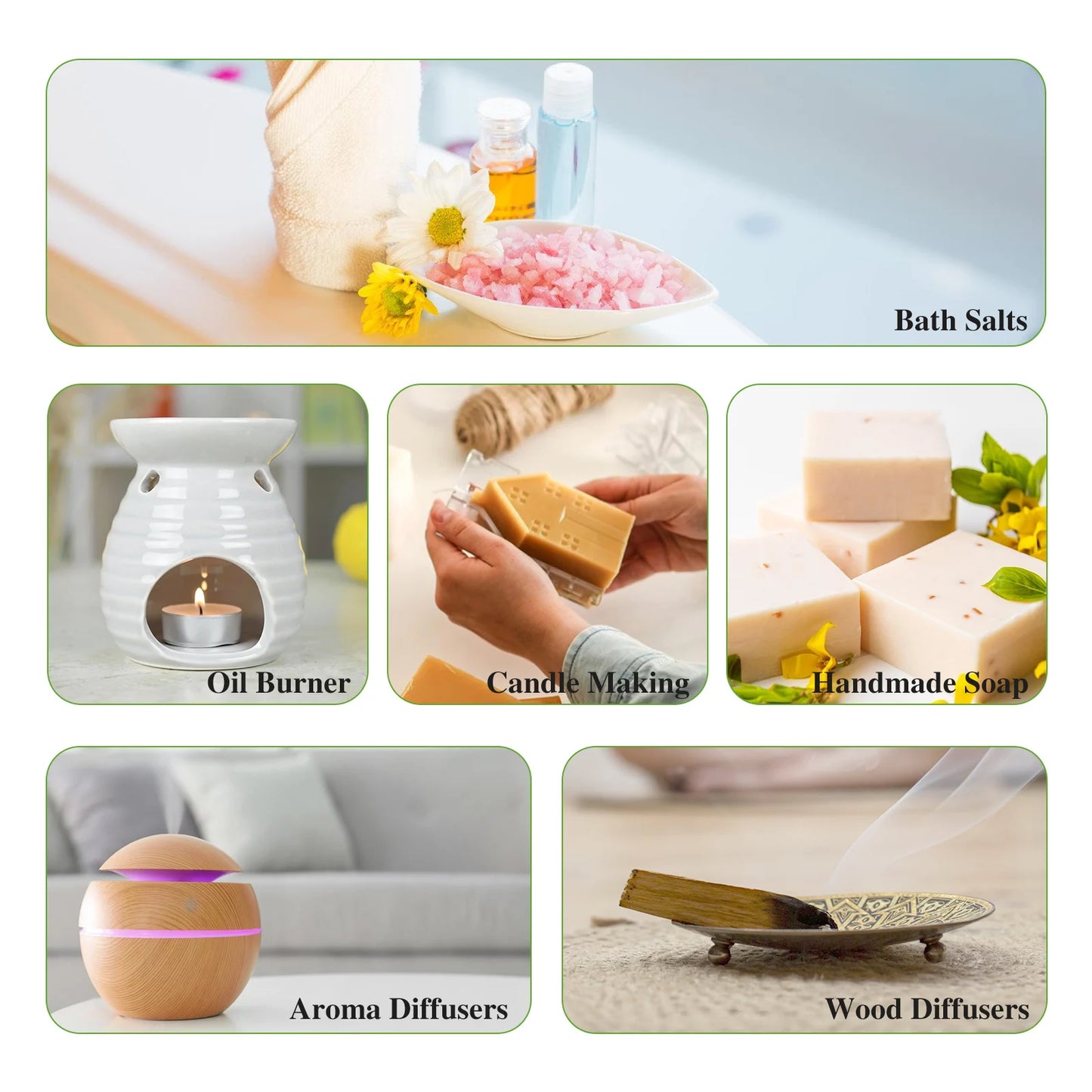 AROM3 - 100 ml Olio essenziale di eucalipto per la pelle Olio aromatico di lavanda, vaniglia, gelsomino, limone e bergamotto