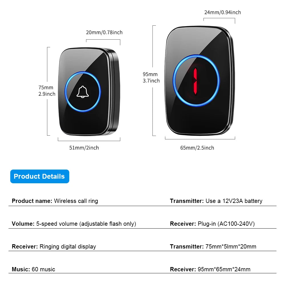 ACCET18 - Campanello wireless con display digitale