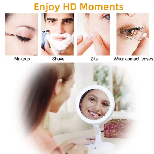 ACCL34 - Specchio per il trucco a LED a doppia faccia con batteria o USB