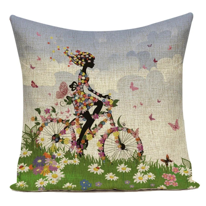 TESS19  - Federa per cuscino decorativo fata dei fiori