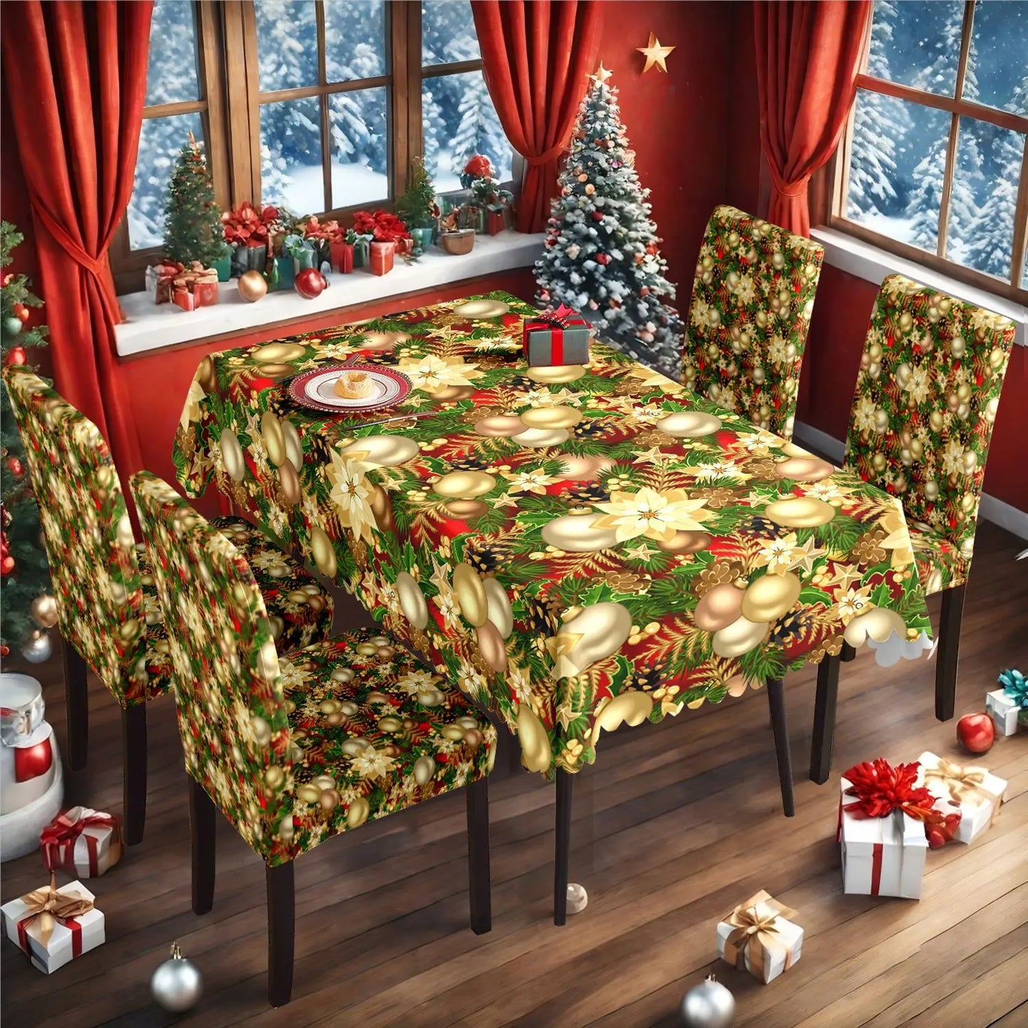 TESC23 - Tovaglia natalizia, antiscivolo, stampa festiva