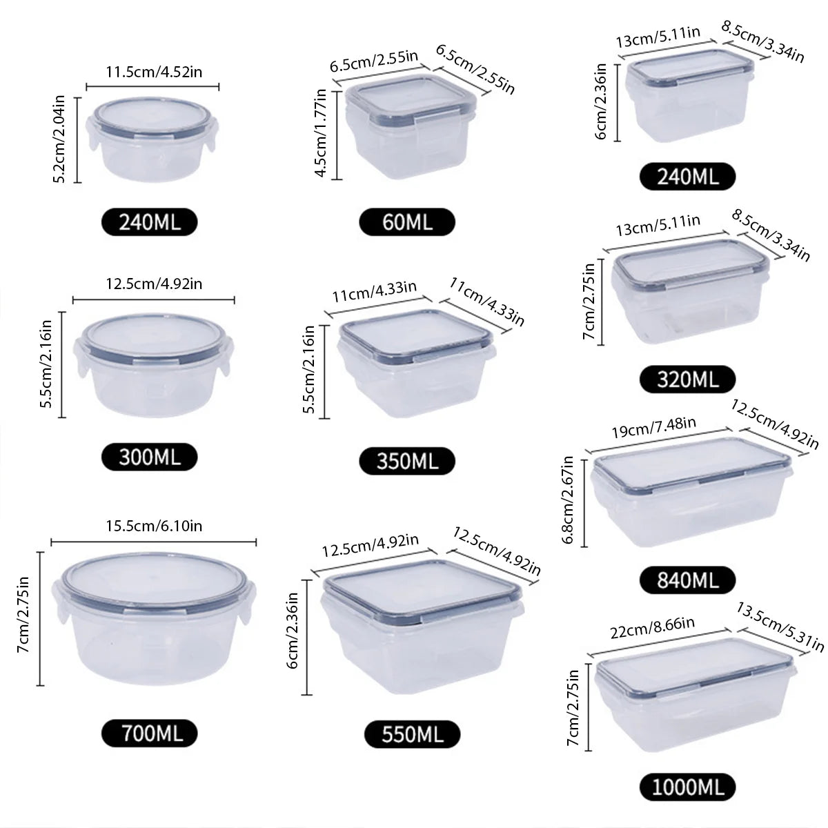 CONS17 - Set da 24 pezzi di contenitori per alimenti da cucina