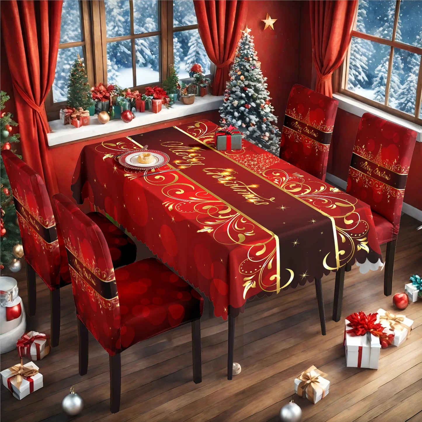 TESC23 - Tovaglia natalizia, antiscivolo, stampa festiva