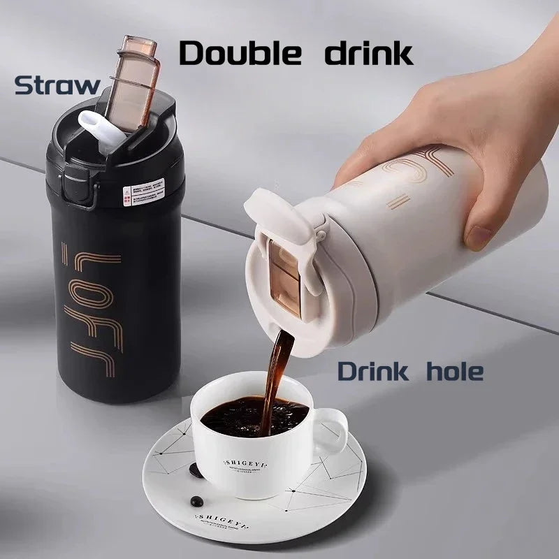 CAFT16 - Tazza da caffè termica da 600 ml con cannuccia