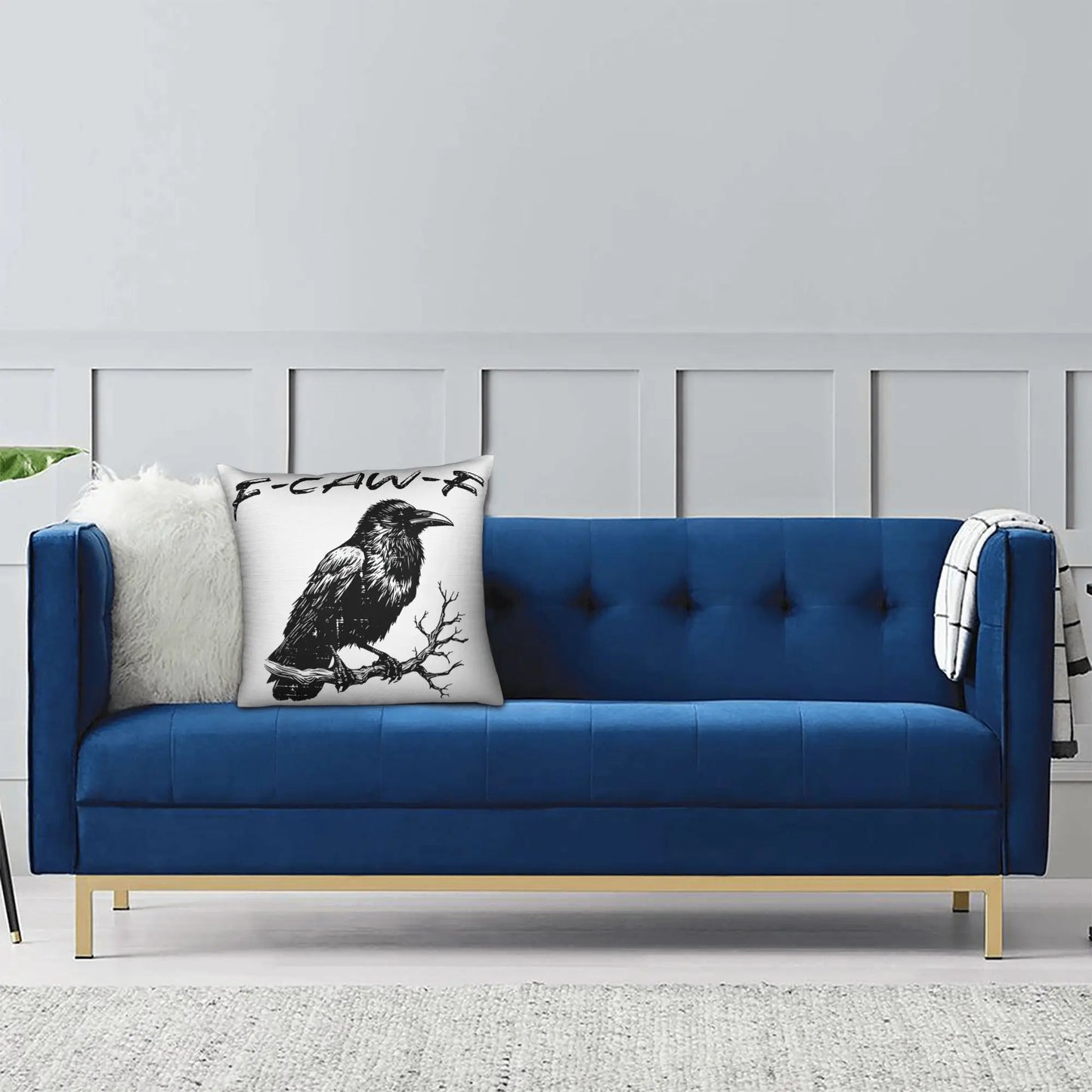 TESS3 - Copricuscino con disegno di corvo