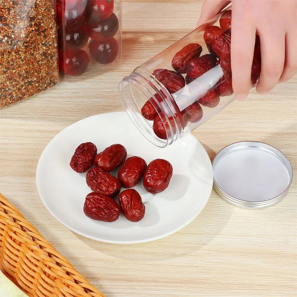 CONS22 - Contenitori per alimenti trasparenti con coperchi e etichette