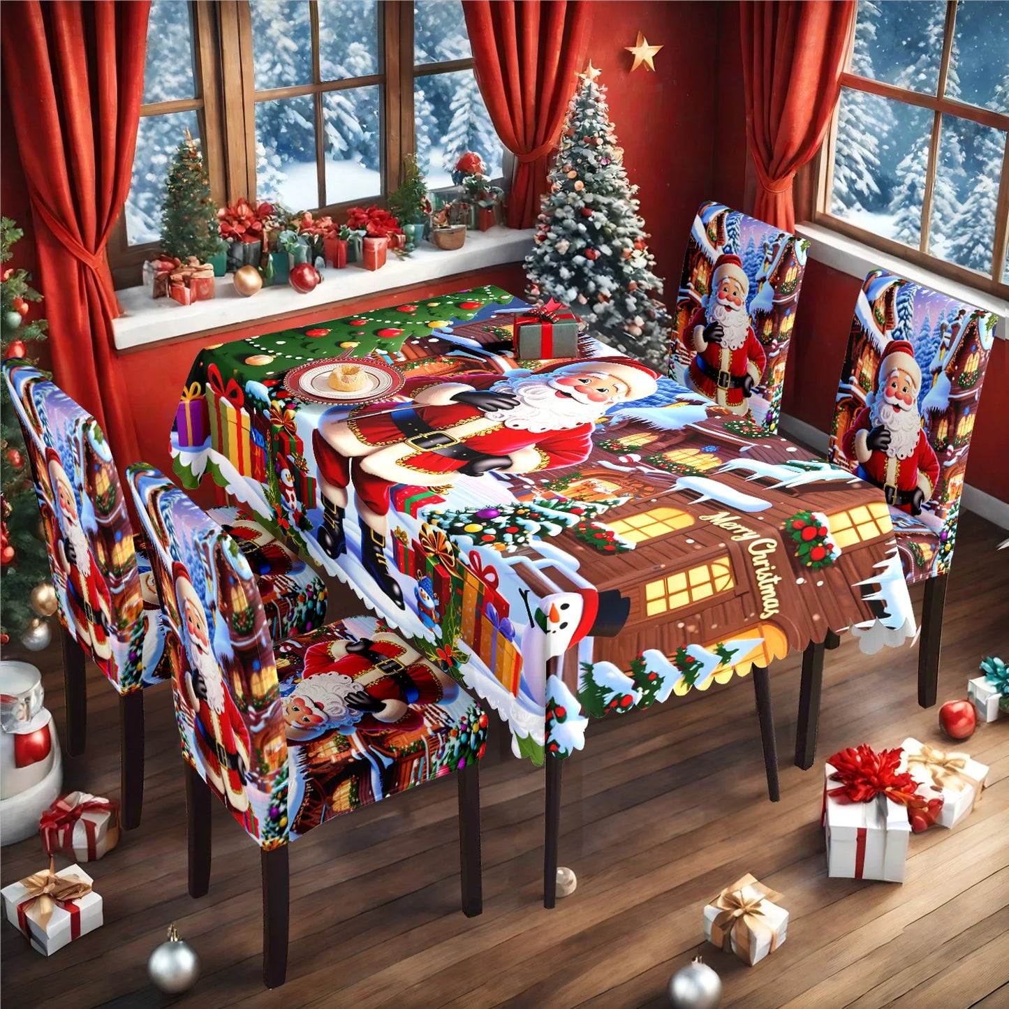 TESC23 - Tovaglia natalizia, antiscivolo, stampa festiva