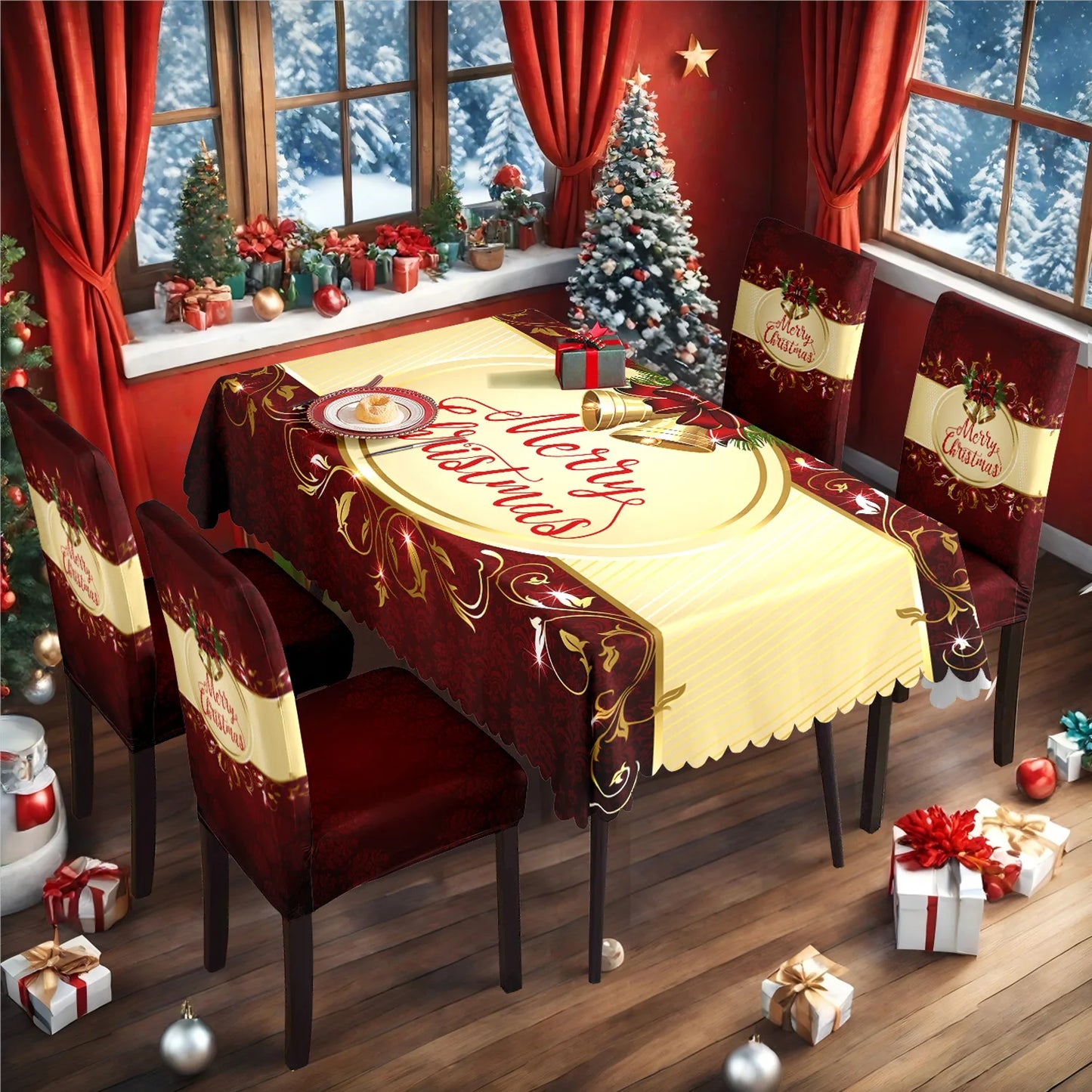TESC23 - Tovaglia natalizia, antiscivolo, stampa festiva