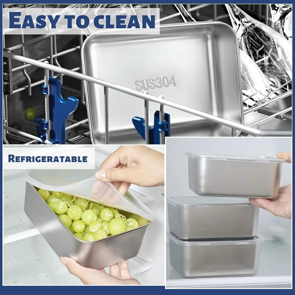 CONS4 - Contenitori per alimenti in acciaio inossidabile con coperchi