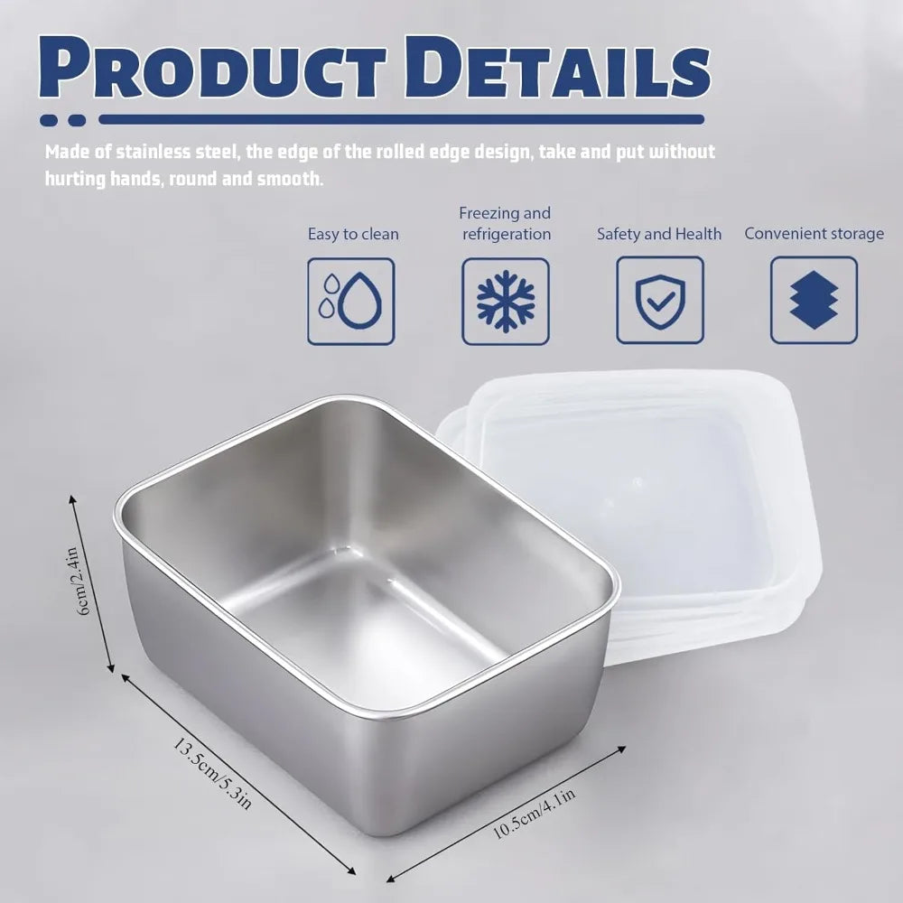 CONS4 - Contenitori per alimenti in acciaio inossidabile con coperchi