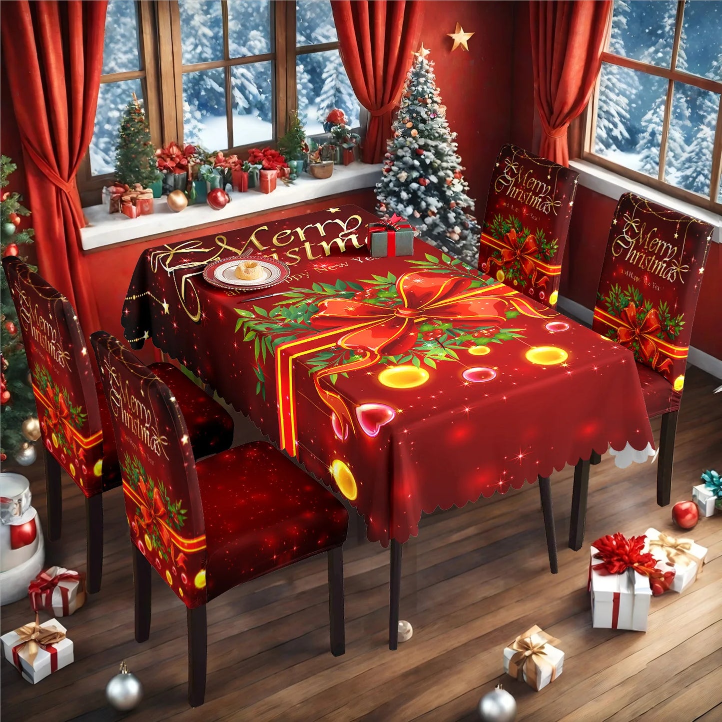 TESC23 - Tovaglia natalizia, antiscivolo, stampa festiva
