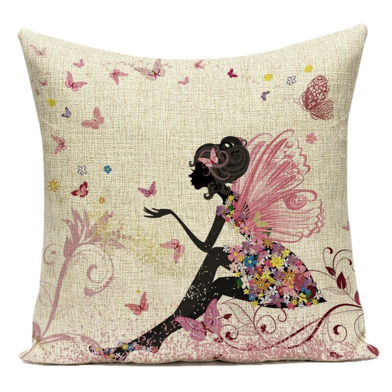 TESS19  - Federa per cuscino decorativo fata dei fiori
