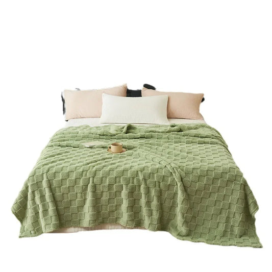 TESL1 - Coperta multifunzionale in peluche a nido d'ape